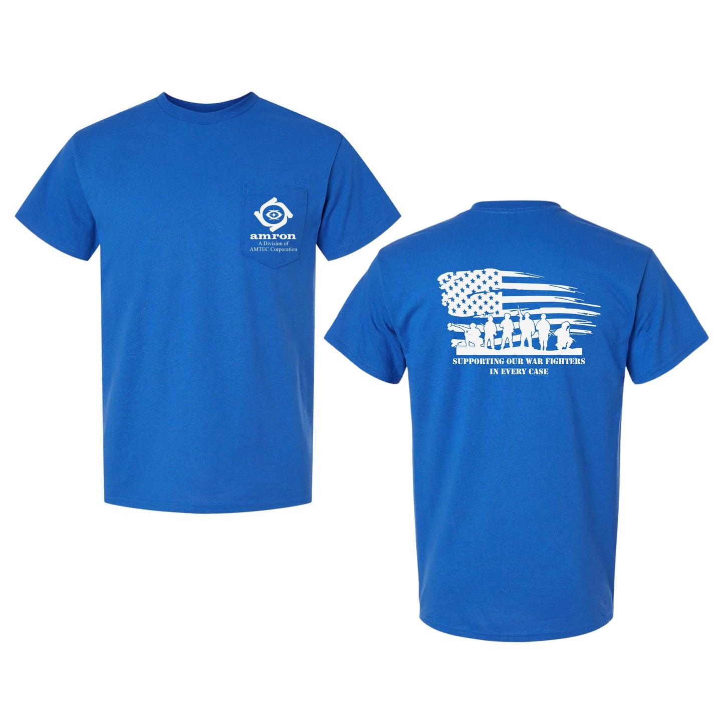 Amron Gildan with Pocket T-Shirt with Flag on back Design 1
