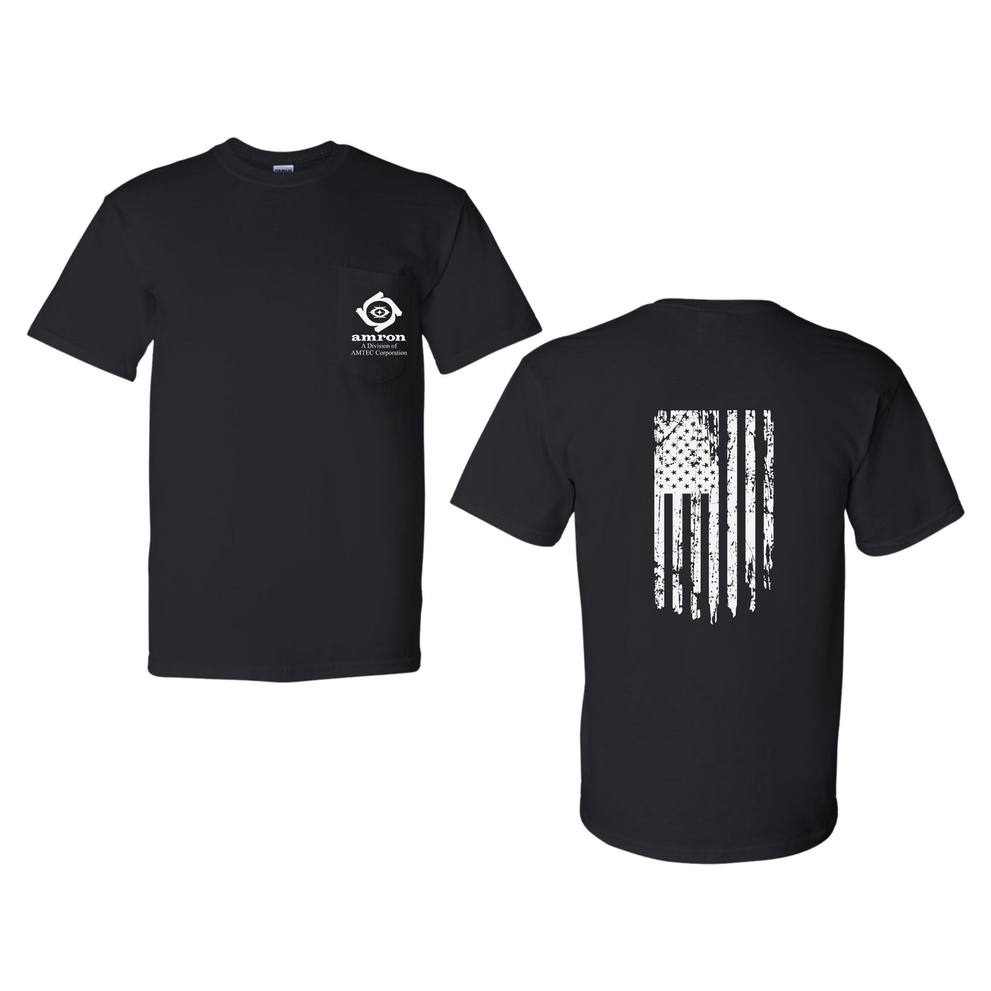 Amron Gildan with Pocket T-Shirt with Flag on back Design 2