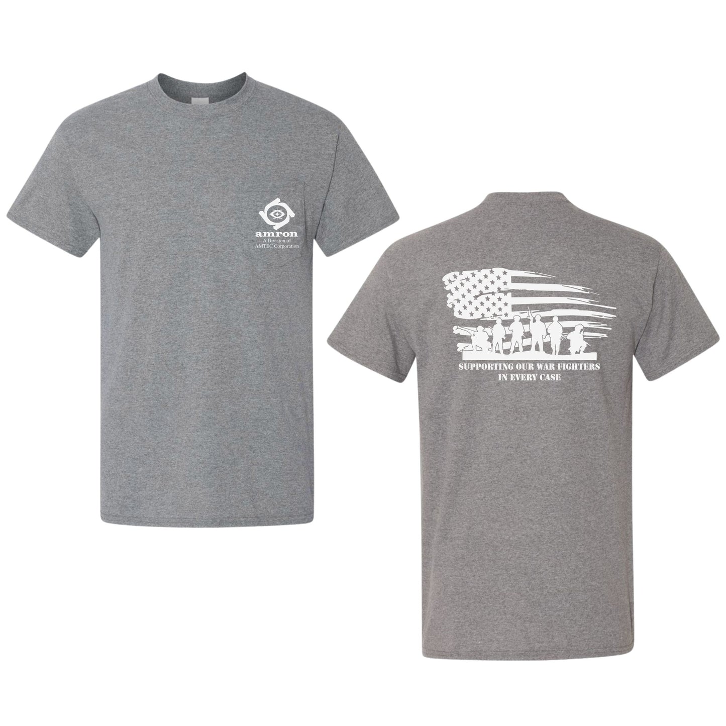 Amron Gildan with Pocket T-Shirt with Flag on back Design 1