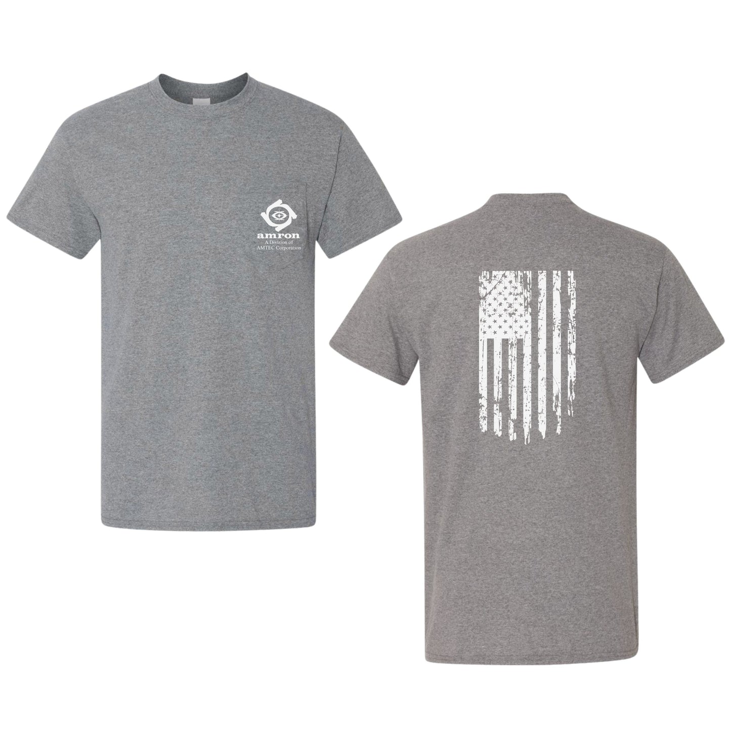 Amron Gildan with Pocket T-Shirt with Flag on back Design 2