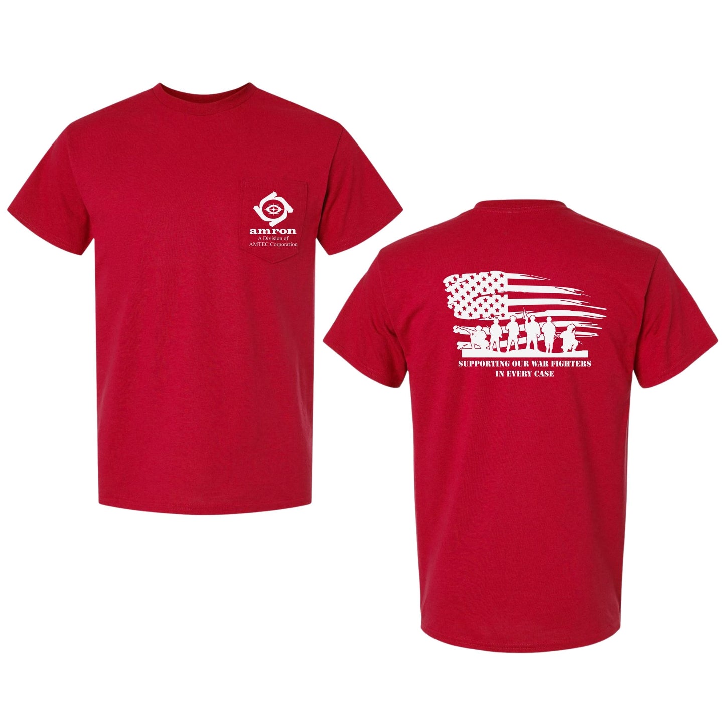 Amron Gildan with Pocket T-Shirt with Flag on back Design 1