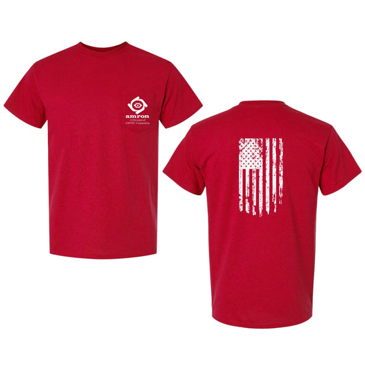 Amron Gildan with Pocket T-Shirt with Flag on back Design 2