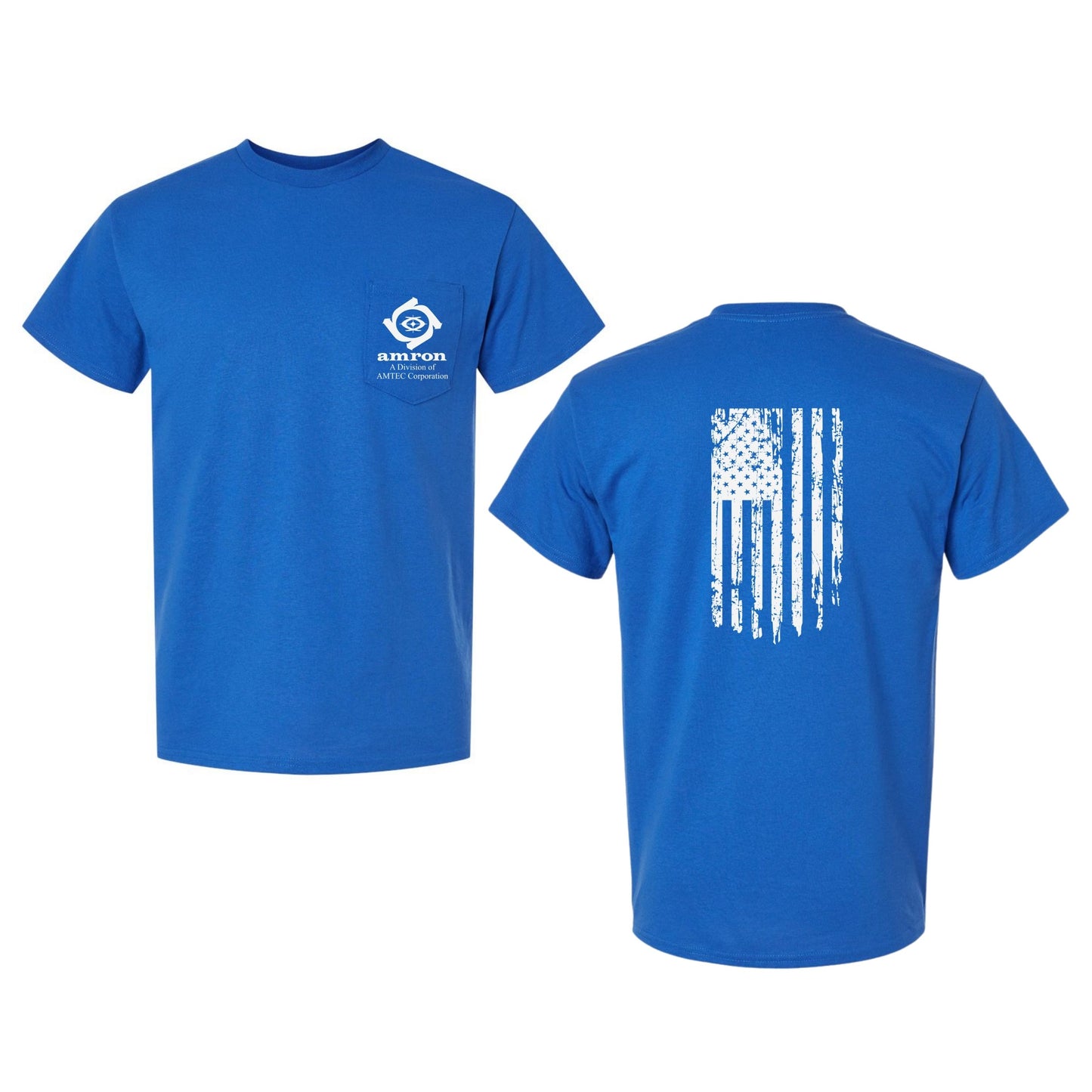Amron Gildan with Pocket T-Shirt with Flag on back Design 2