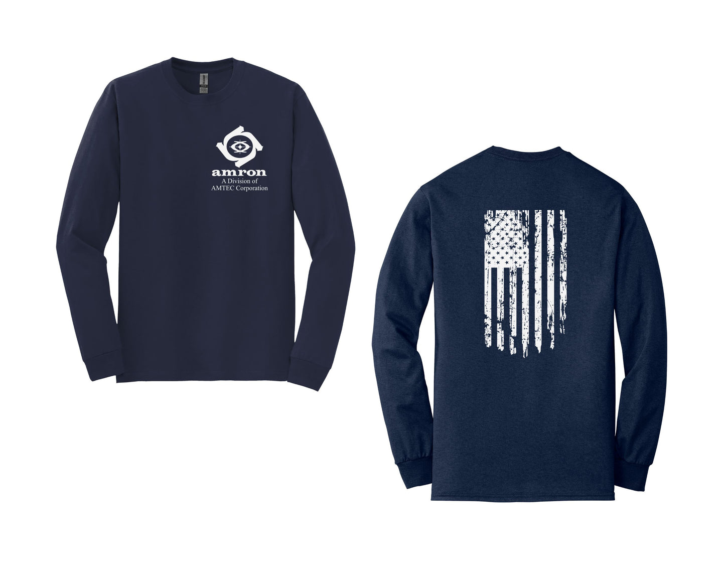 Amron Gildan Long Sleeve T-Shirt with Flag on back Design 2