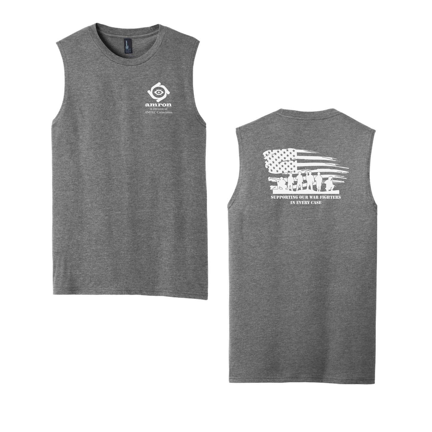 Amron District Unisex Muscle Tank with Flag on back Design 1